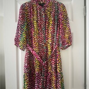 SALONI Multicolor Abstract Print Top in Pink, Yellow & Teal